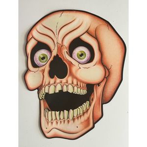 VTG 1988 Beistle Halloween Cut out skull cardboard decoration USA